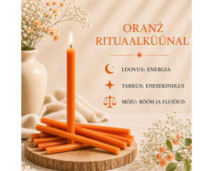 Oranž rituaalküünal: Julgus; Enesekindlus; Rõõm; Loovus