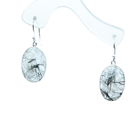 Rutiilkvarts Turmaliin suletistega hõbekõrvarõngad 925; 6,2g