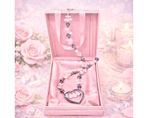 Roosa Kvarts / Hematiit kaelakee 60cm