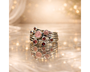 Roosa Turmaliin sõrmus; Hõbe 925; 4,5g