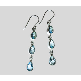 Sinine Topaas kõrvarõngad; Hõbe 925
