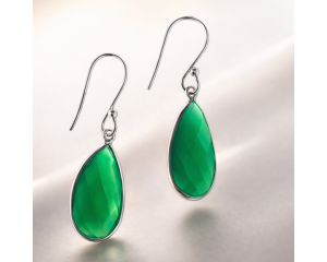 Roheline Oonüks kõrvarõngad Hõbe 925; 4,2g