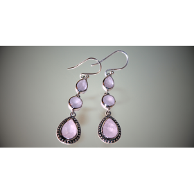 Roosa Kvarts disain hõbekõrvarõngad 925; 6,7g